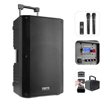 Zestaw: Kolumna mobilna VSA500 12" 800W BT Vonyx+ Boombox bluetooth 2x3W USB IP44 akumulator